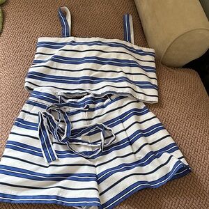 ANTONIO MELANI Blue and White Striped Ensemble